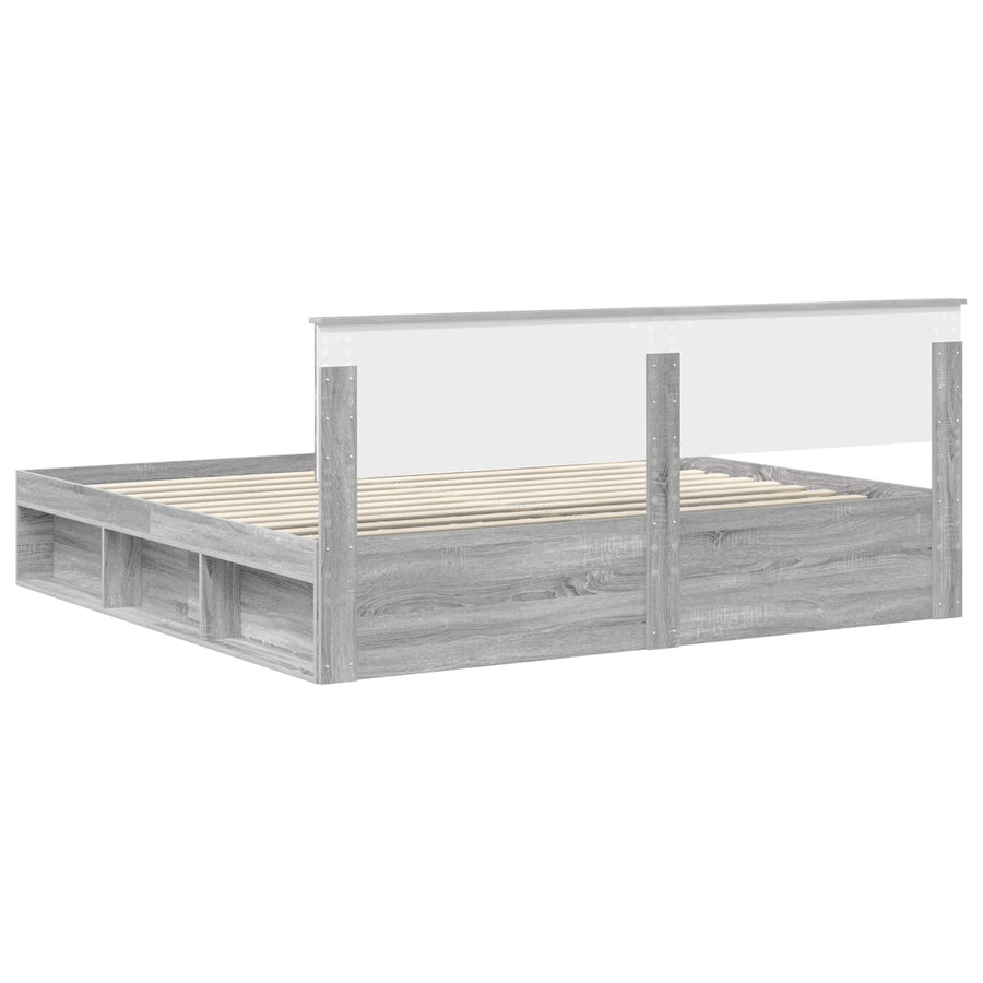 Bedframe Grijs Sonoma 200 x 200 cm Massief grenenhout