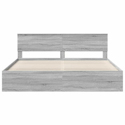 Bedframe Grijs Sonoma 200 x 200 cm Massief grenenhout