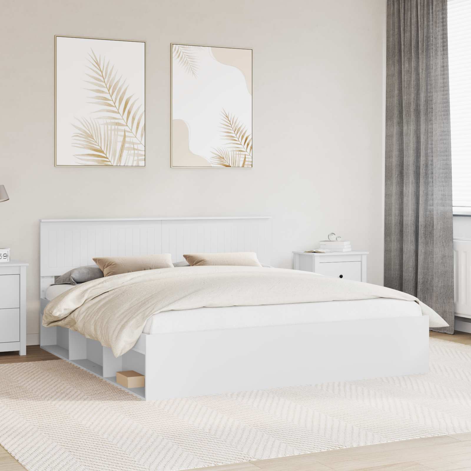Bedframe met hoofdeinde Wit 180 x 200 cm Massief grenenhout