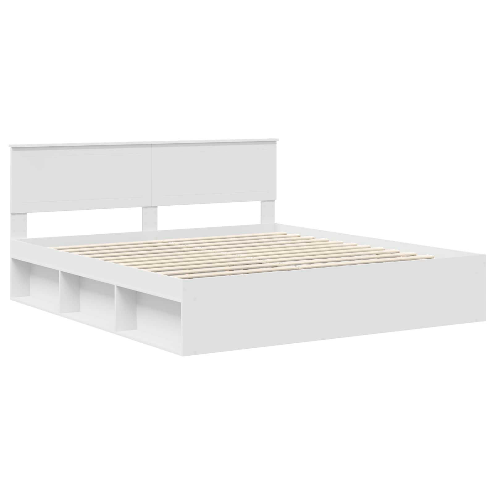 Bedframe met hoofdeinde Wit 180 x 200 cm Massief grenenhout