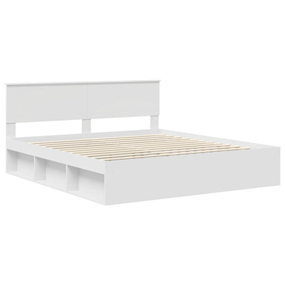 Bedframe met hoofdeinde Wit 180 x 200 cm Massief grenenhout