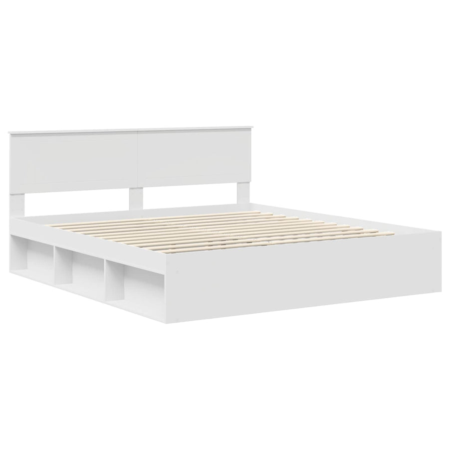 Bedframe met hoofdeinde Wit 180 x 200 cm Massief grenenhout