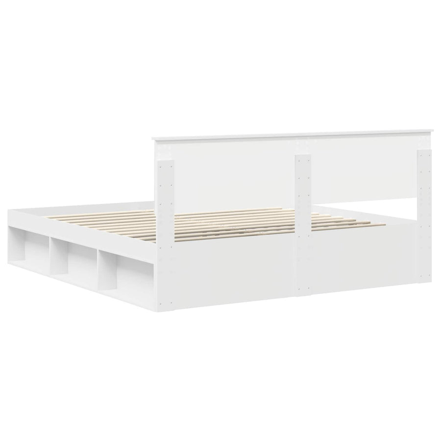 Bedframe met hoofdeinde Wit 180 x 200 cm Massief grenenhout