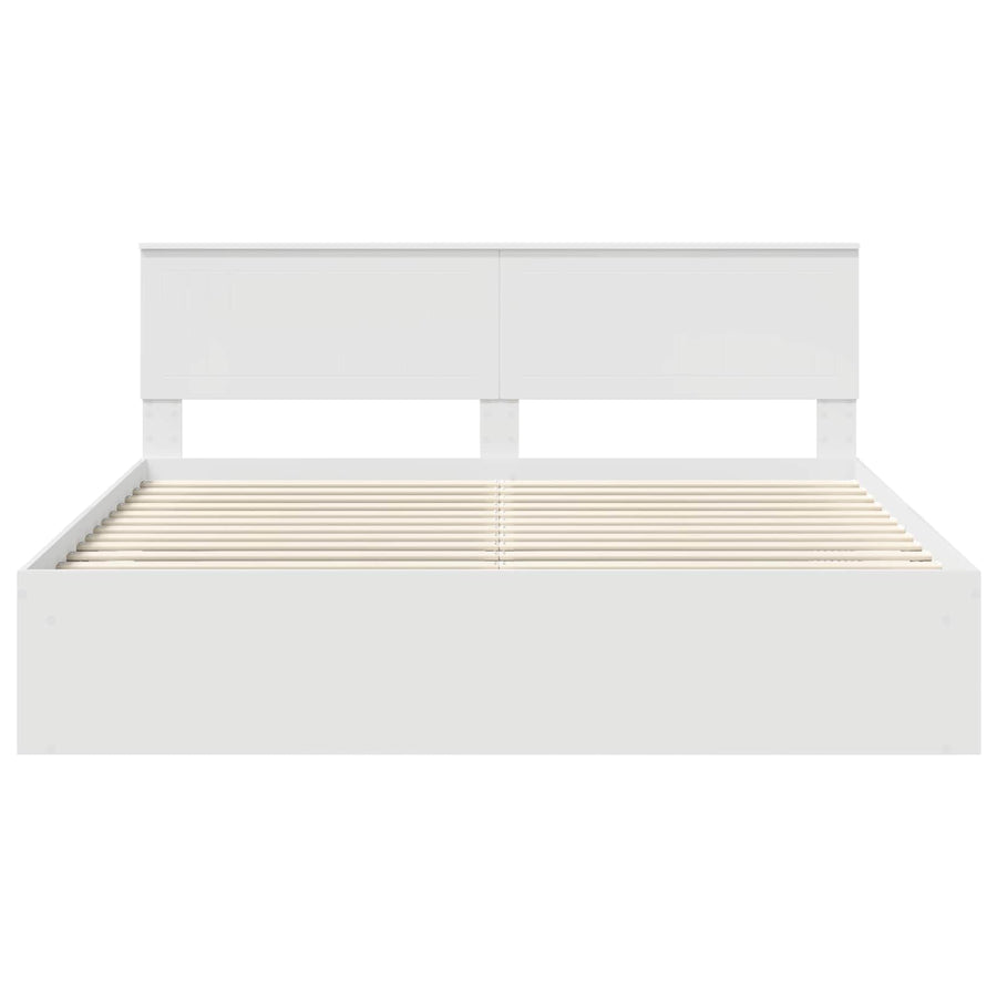 Bedframe met hoofdeinde Wit 180 x 200 cm Massief grenenhout