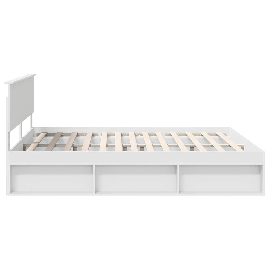 Bedframe met hoofdeinde Wit 180 x 200 cm Massief grenenhout