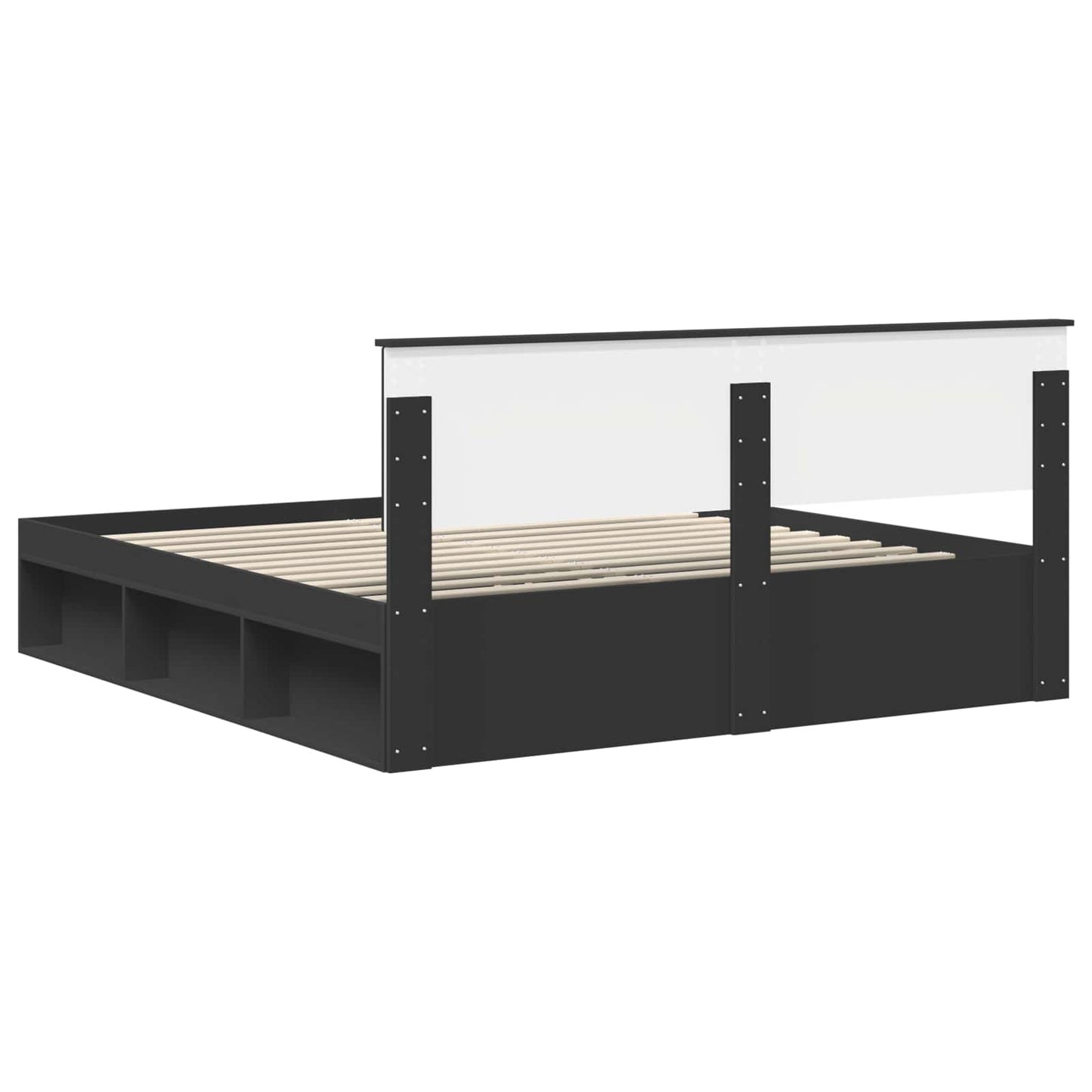 Bedframe met hoofdeinde Zwart 180 x 200 cm Massief grenenhout