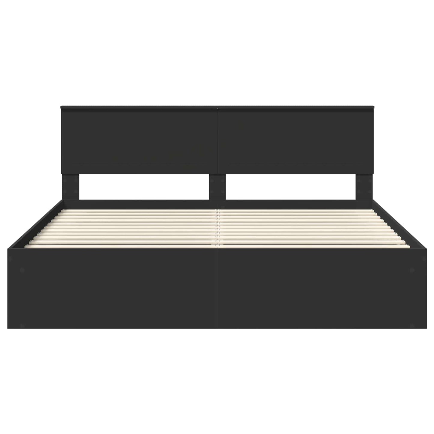 Bedframe met hoofdeinde Zwart 180 x 200 cm Massief grenenhout