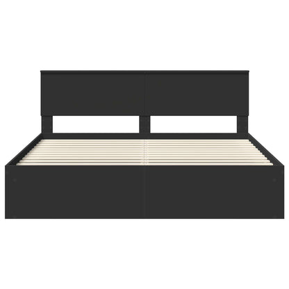Bedframe met hoofdeinde Zwart 180 x 200 cm Massief grenenhout