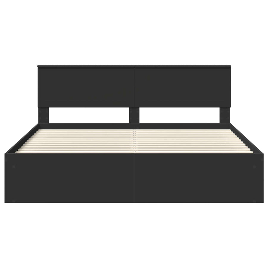 Bedframe met hoofdeinde Zwart 180 x 200 cm Massief grenenhout