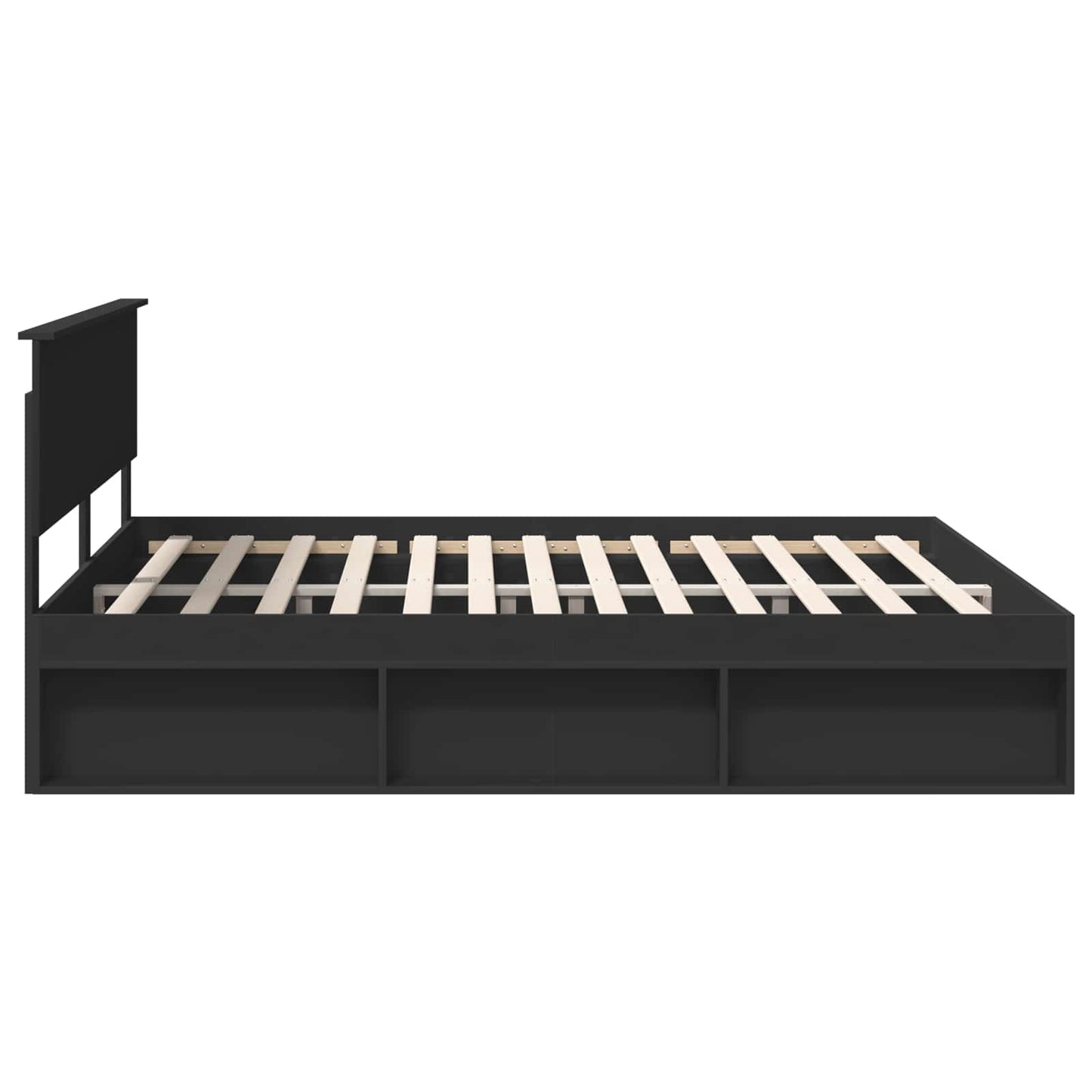 Bedframe met hoofdeinde Zwart 180 x 200 cm Massief grenenhout