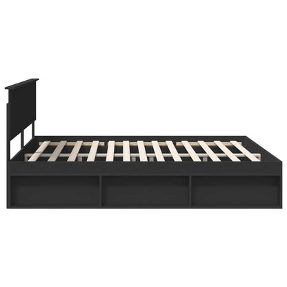 Bedframe met hoofdeinde Zwart 180 x 200 cm Massief grenenhout