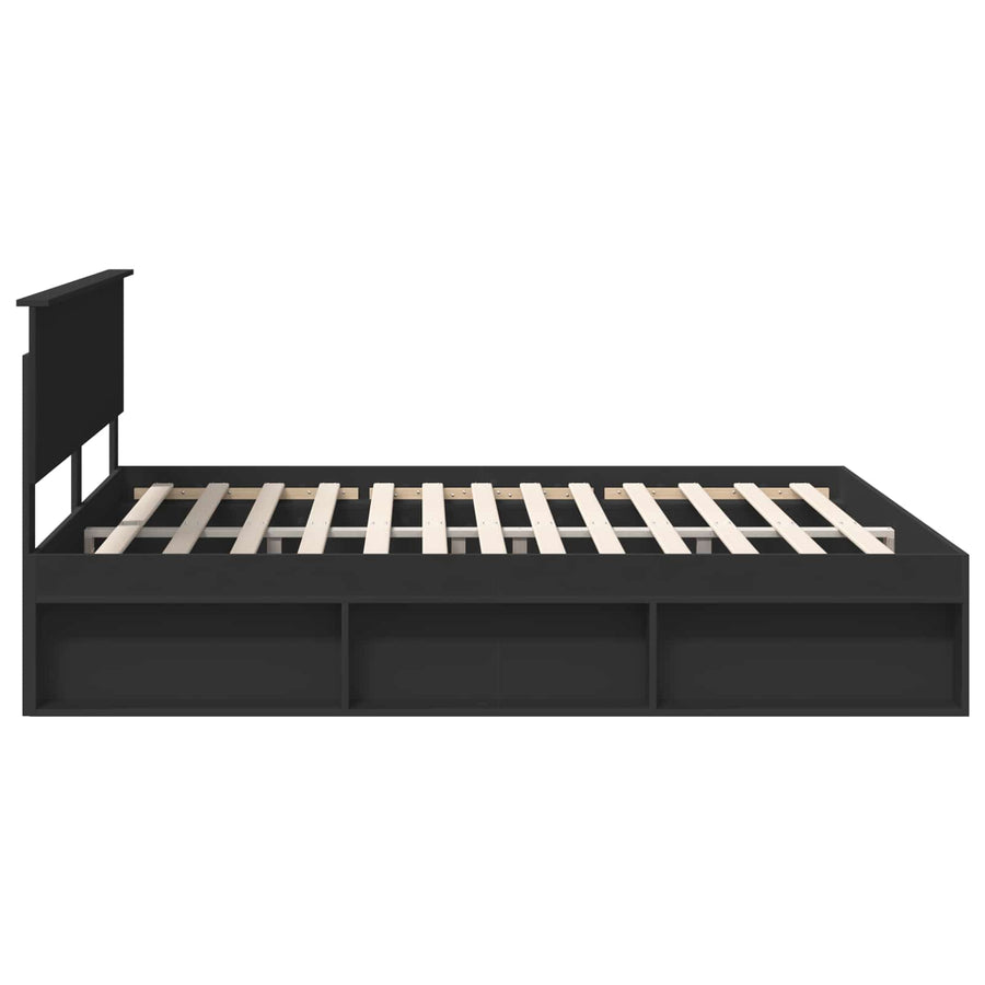 Bedframe met hoofdeinde Zwart 180 x 200 cm Massief grenenhout
