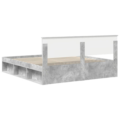 Bedframe met hoofdeinde Beton 180 x 200 cm Massief grenenhout