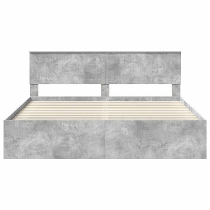 Bedframe met hoofdeinde Beton 180 x 200 cm Massief grenenhout