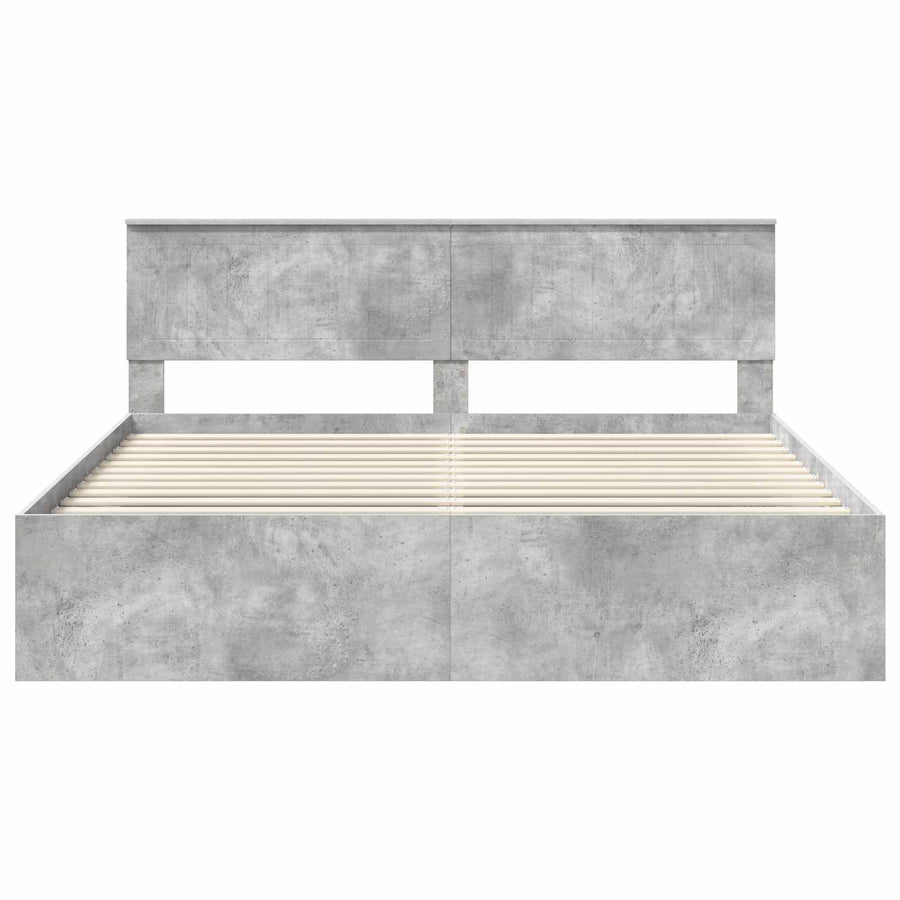 Bedframe met hoofdeinde Beton 180 x 200 cm Massief grenenhout