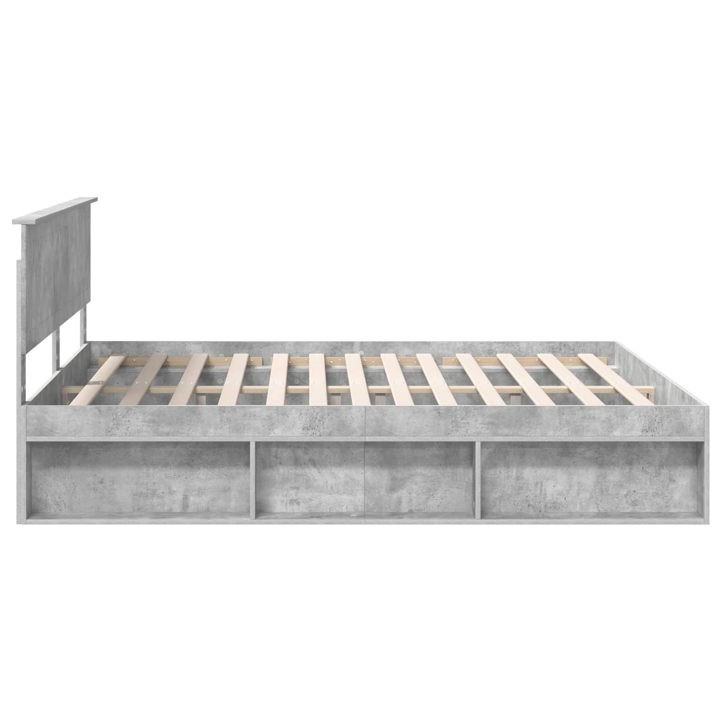 Bedframe met hoofdeinde Beton 180 x 200 cm Massief grenenhout