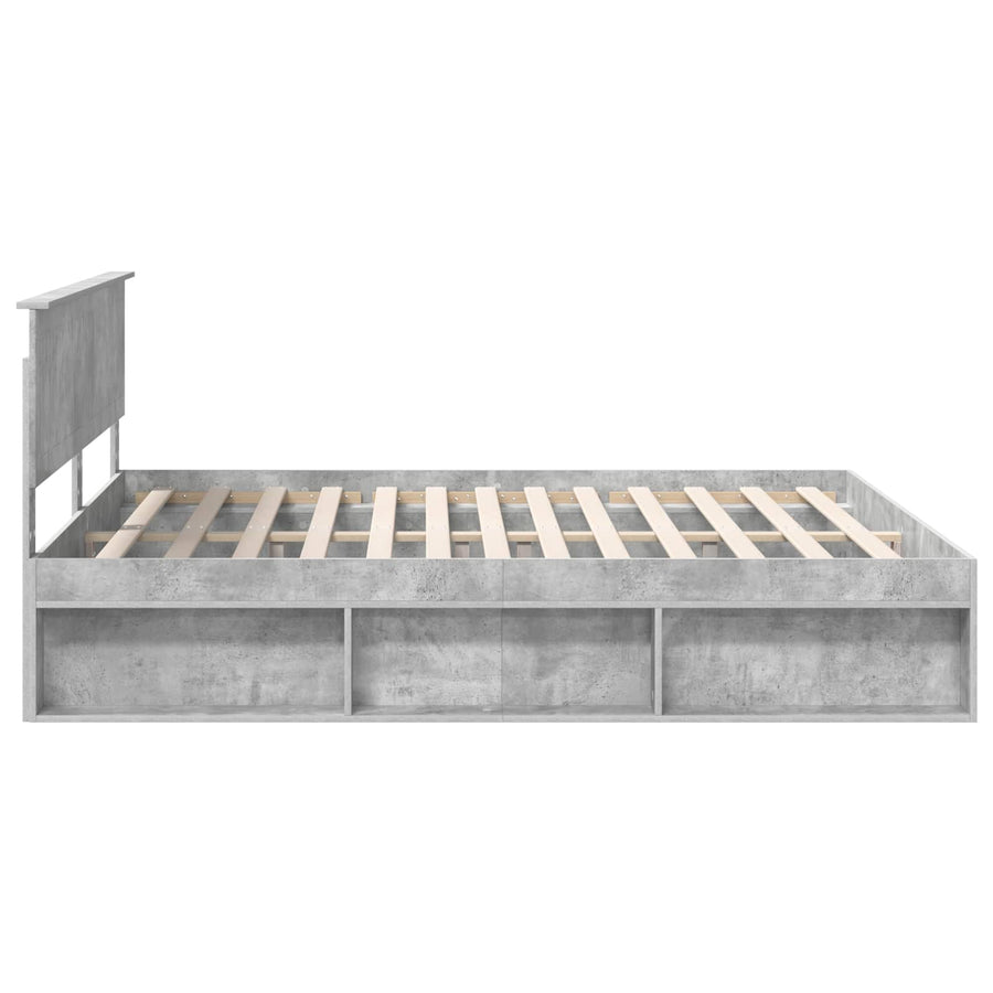 Bedframe met hoofdeinde Beton 180 x 200 cm Massief grenenhout