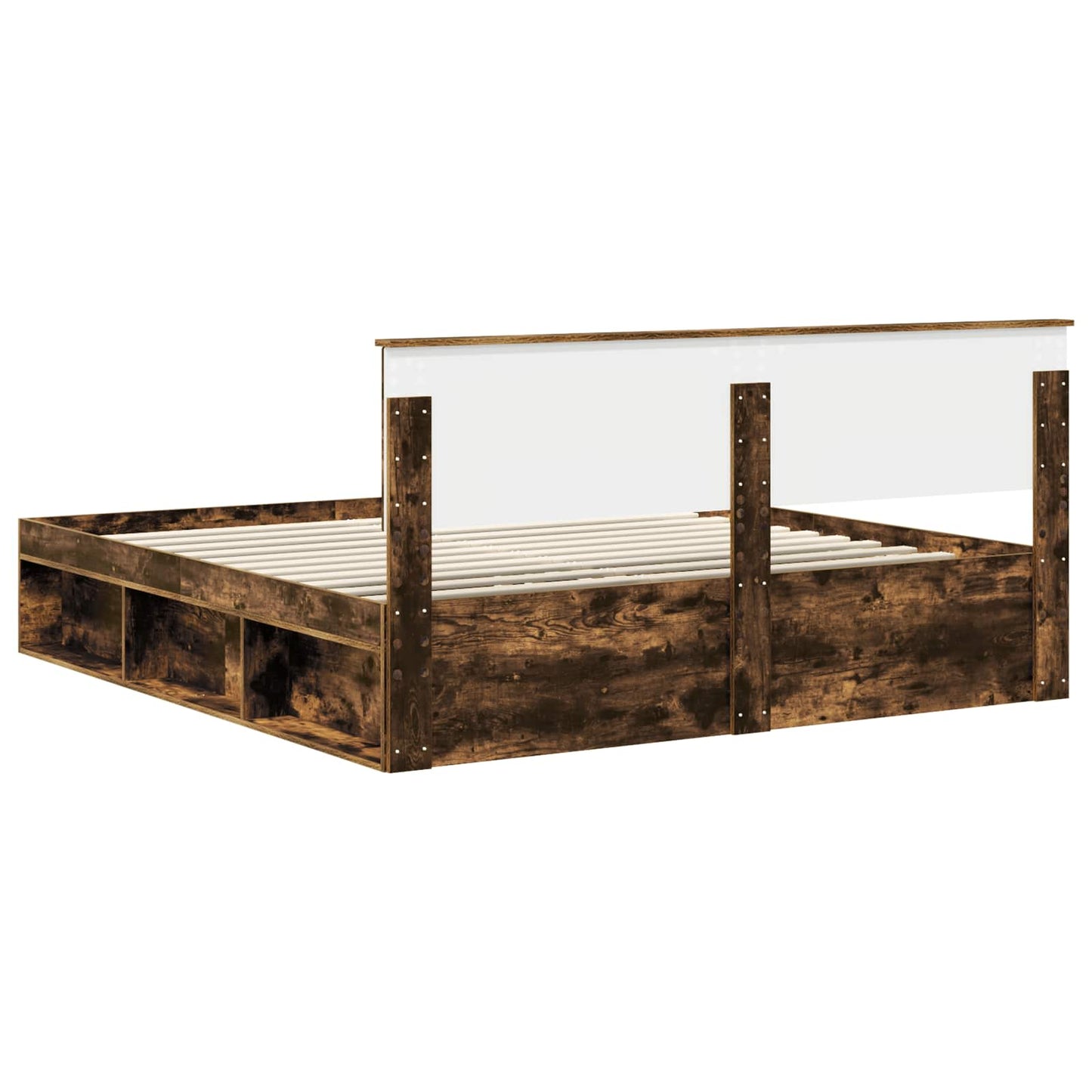 Bedframe Gerookt eiken 180 x 200 cm Massief grenenhout