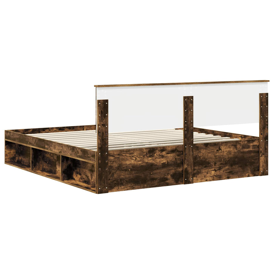 Bedframe Gerookt eiken 180 x 200 cm Massief grenenhout