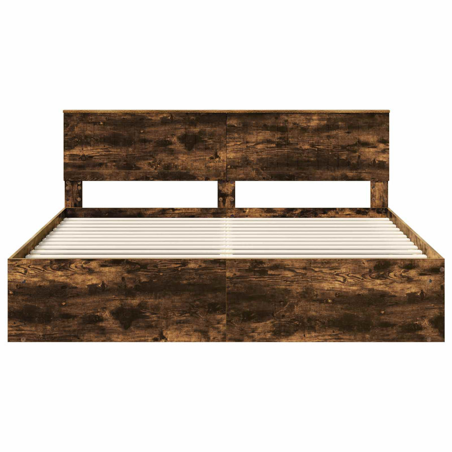 Bedframe Gerookt eiken 180 x 200 cm Massief grenenhout