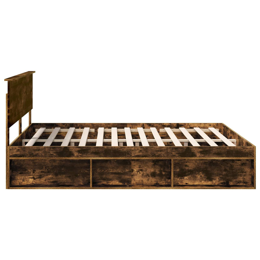 Bedframe Gerookt eiken 180 x 200 cm Massief grenenhout