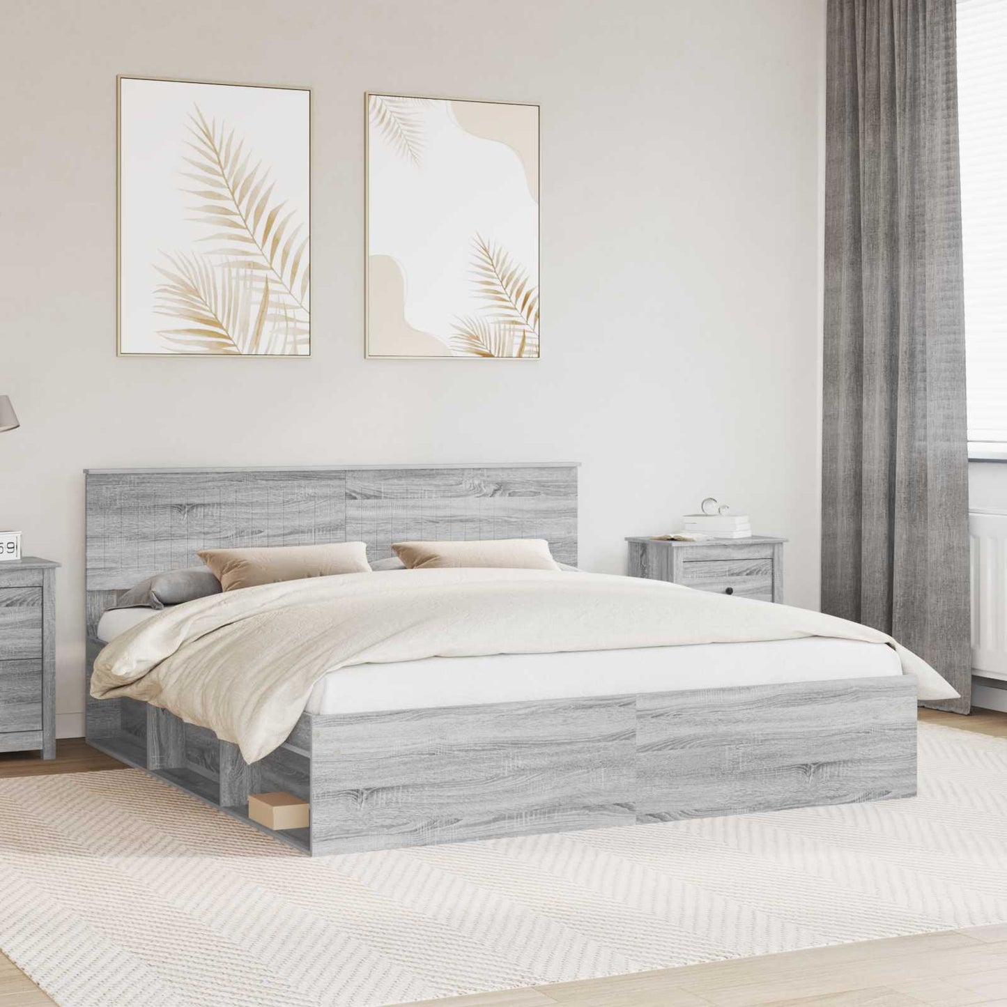 Bedframe Grijs Sonoma 180 x 200 cm Massief grenenhout