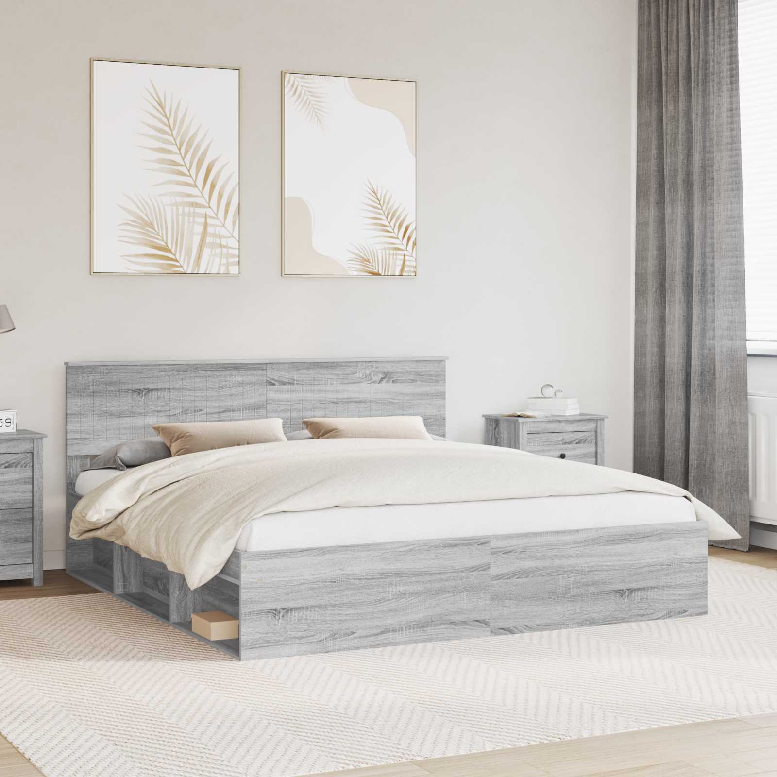 Bedframe Grijs Sonoma 180 x 200 cm Massief grenenhout