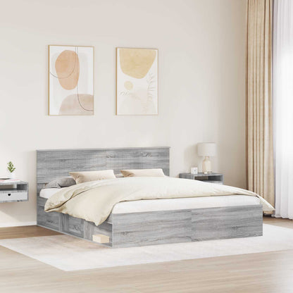 Bedframe Grijs Sonoma 180 x 200 cm Massief grenenhout