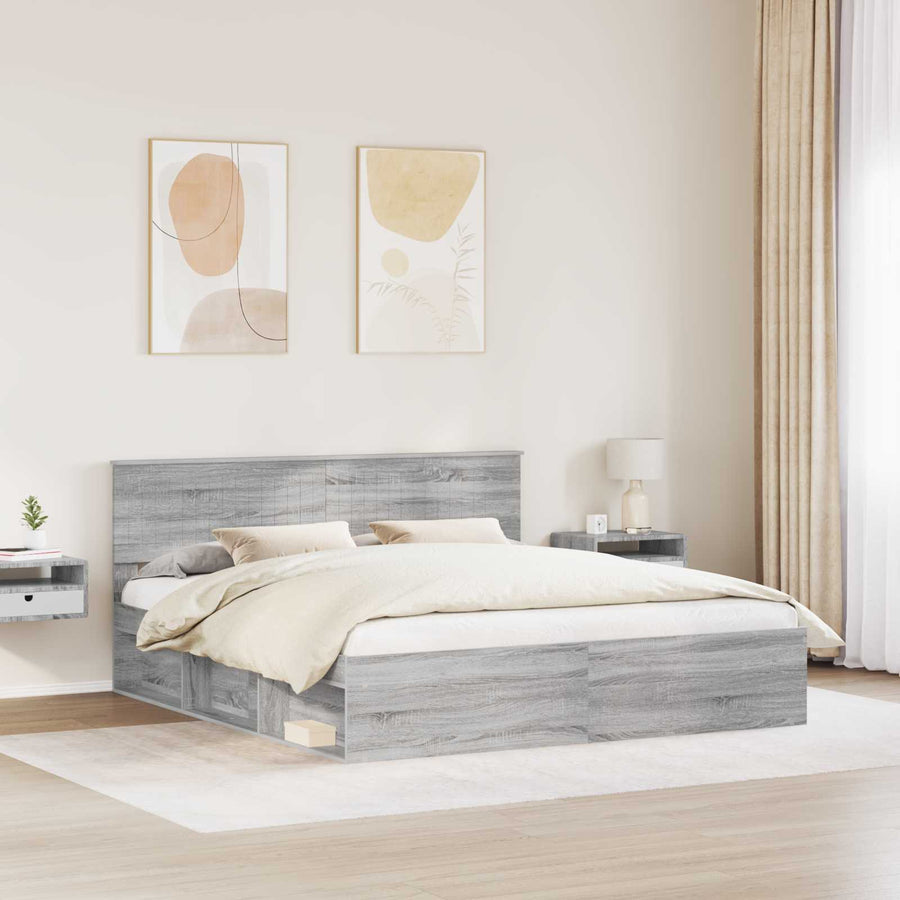 Bedframe Grijs Sonoma 180 x 200 cm Massief grenenhout