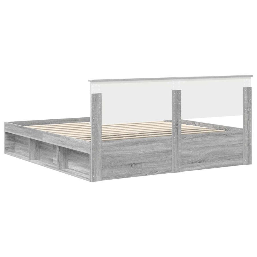 Bedframe Grijs Sonoma 180 x 200 cm Massief grenenhout