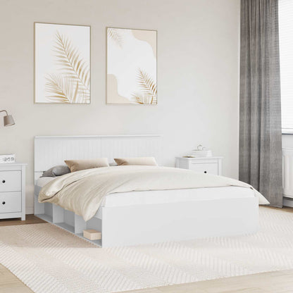 Bedframe met hoofdeinde Wit 160 x 200 cm Massief grenenhout