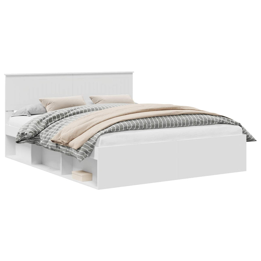 Bedframe met hoofdeinde Wit 160 x 200 cm Massief grenenhout