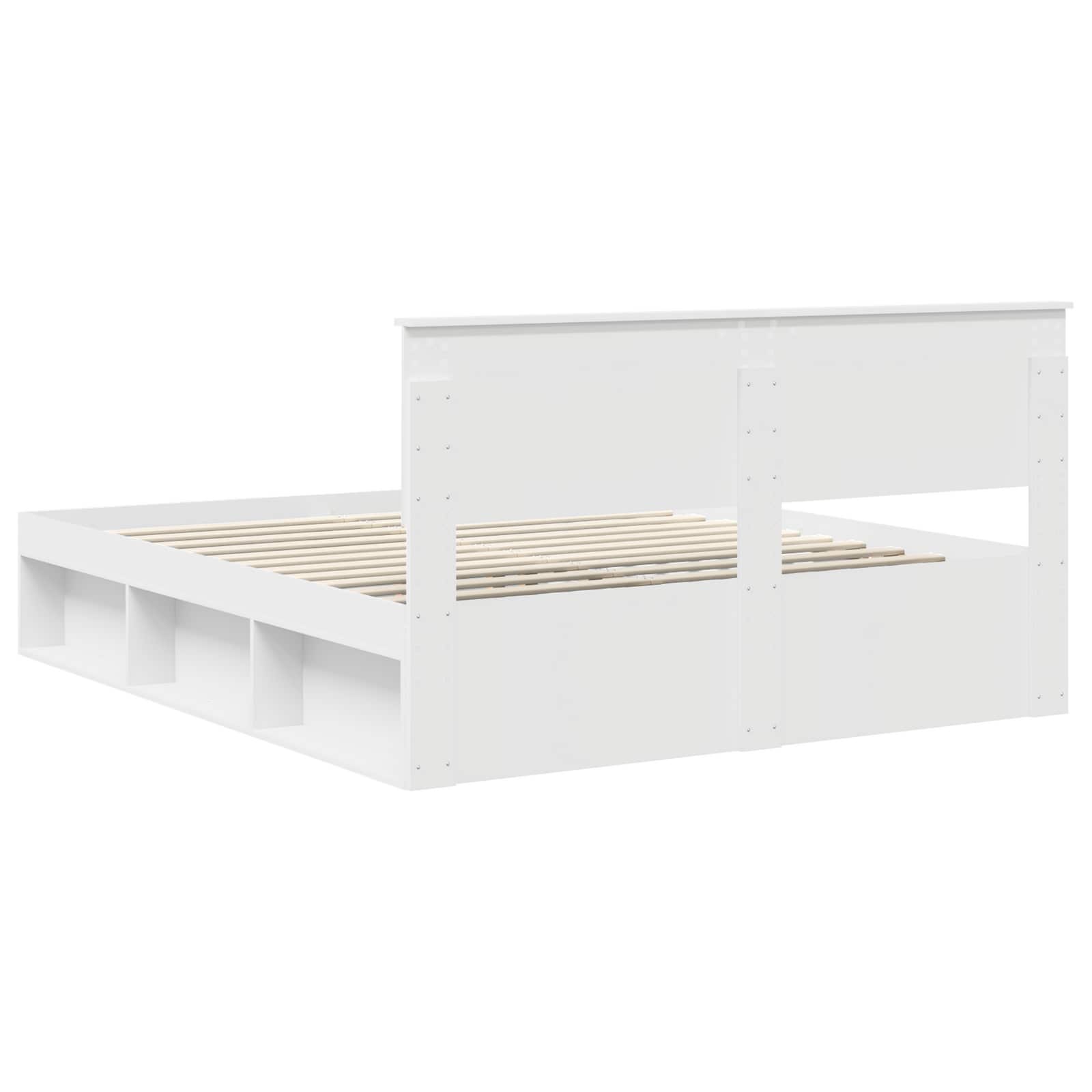 Bedframe met hoofdeinde Wit 160 x 200 cm Massief grenenhout