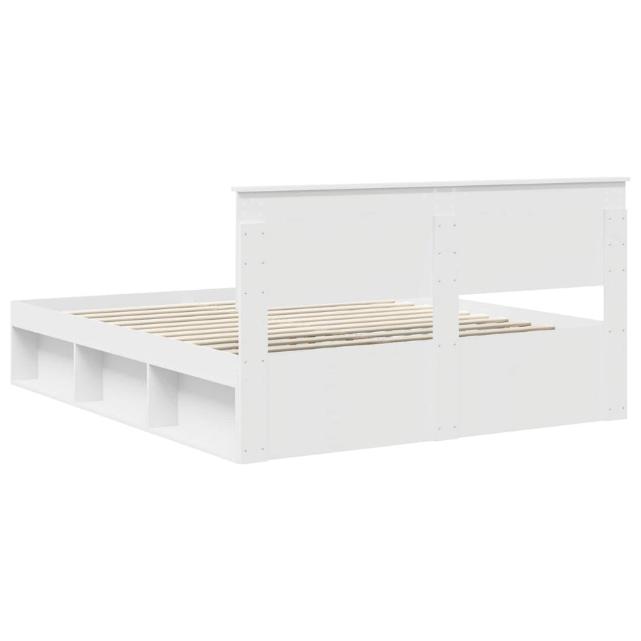 Bedframe met hoofdeinde Wit 160 x 200 cm Massief grenenhout