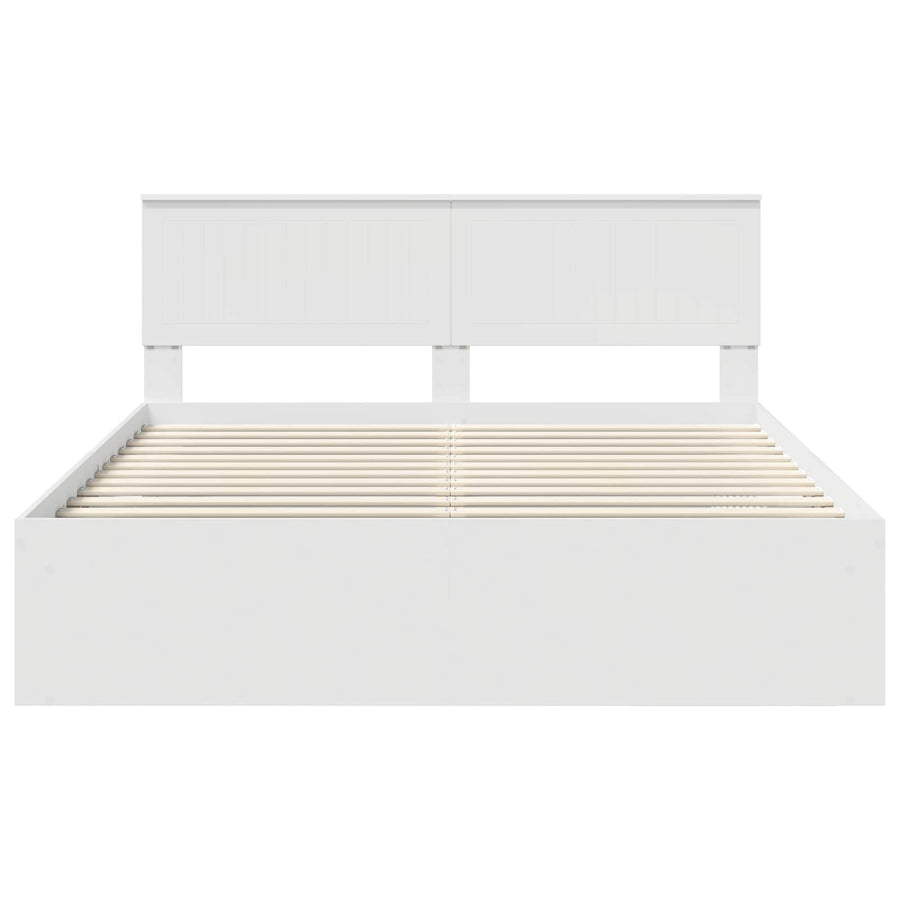 Bedframe met hoofdeinde Wit 160 x 200 cm Massief grenenhout