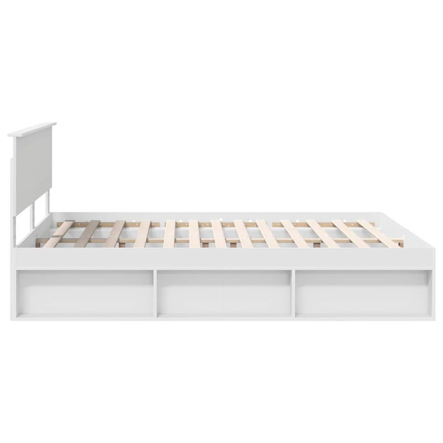 Bedframe met hoofdeinde Wit 160 x 200 cm Massief grenenhout