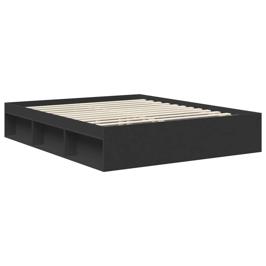 Bedframe met hoofdeinde Zwart 160 x 200 cm Massief grenenhout