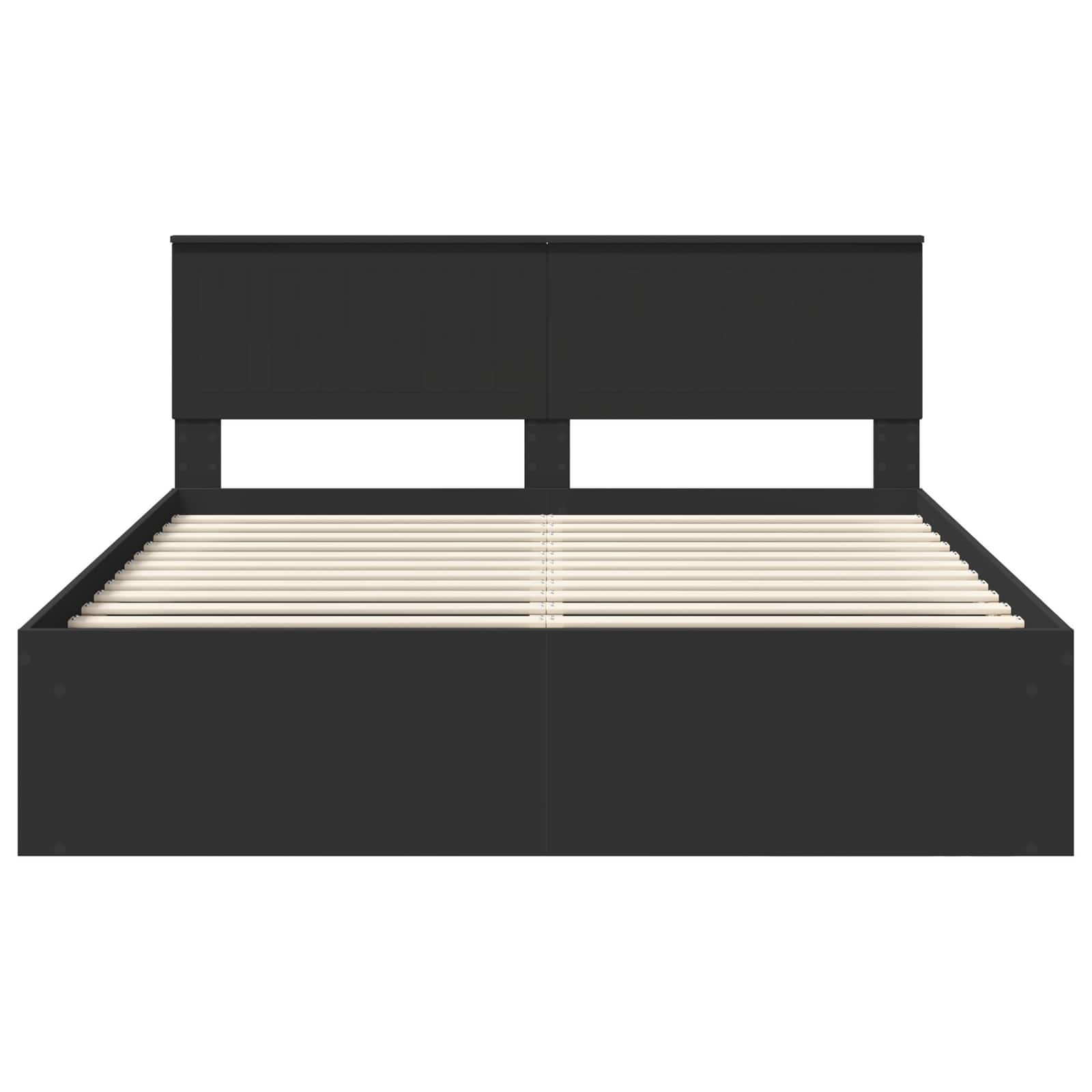 Bedframe met hoofdeinde Zwart 160 x 200 cm Massief grenenhout