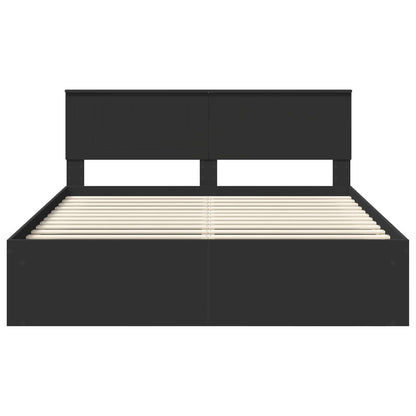 Bedframe met hoofdeinde Zwart 160 x 200 cm Massief grenenhout