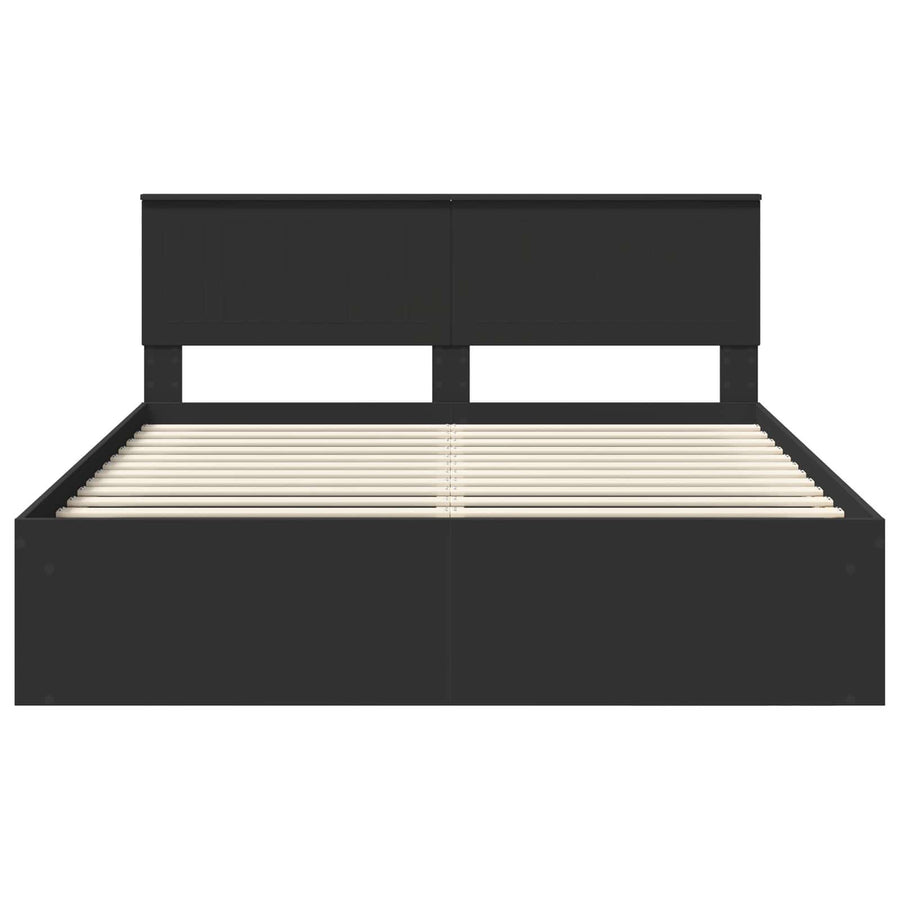 Bedframe met hoofdeinde Zwart 160 x 200 cm Massief grenenhout