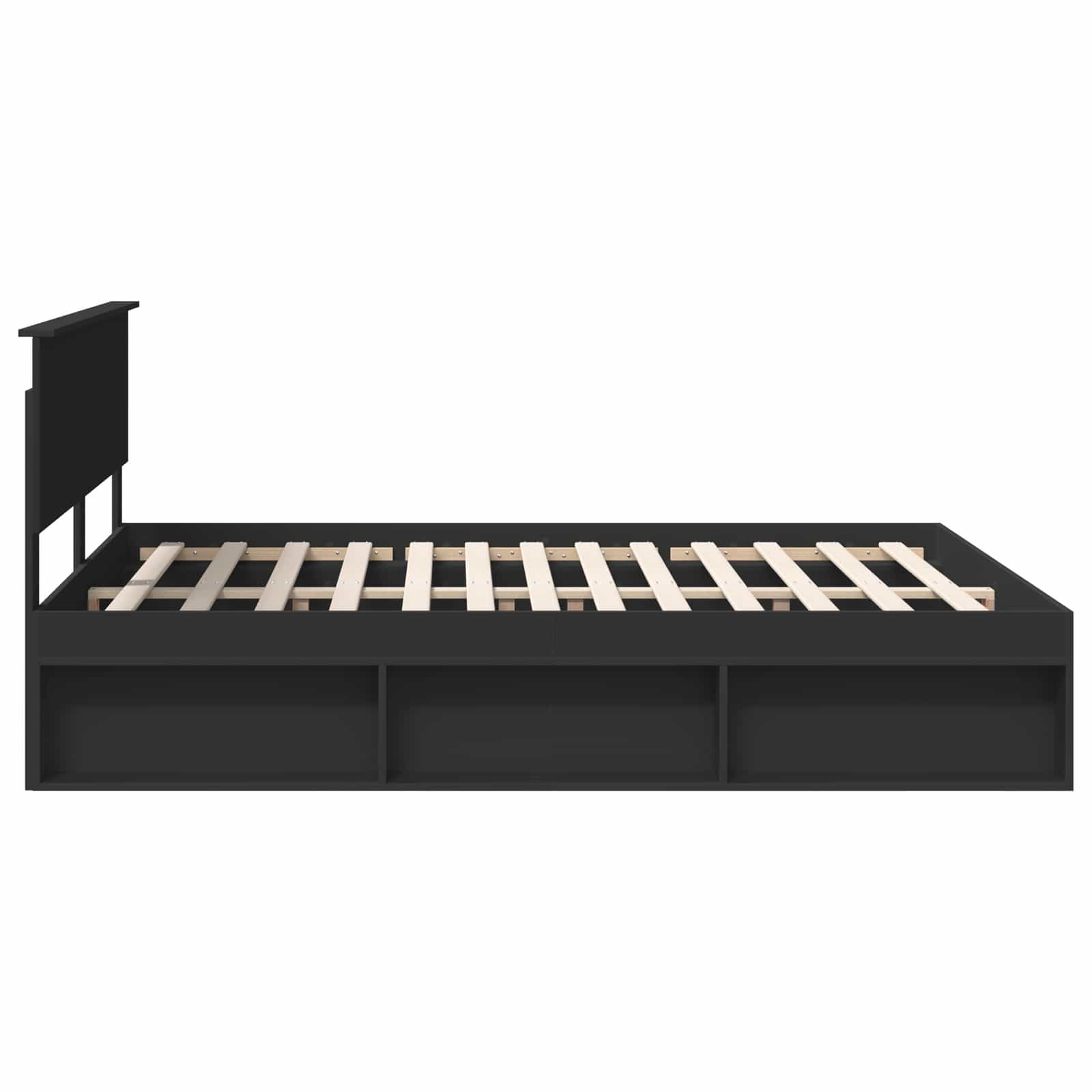 Bedframe met hoofdeinde Zwart 160 x 200 cm Massief grenenhout