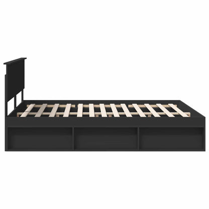 Bedframe met hoofdeinde Zwart 160 x 200 cm Massief grenenhout