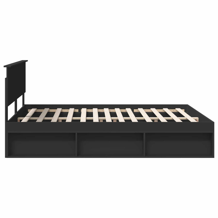 Bedframe met hoofdeinde Zwart 160 x 200 cm Massief grenenhout