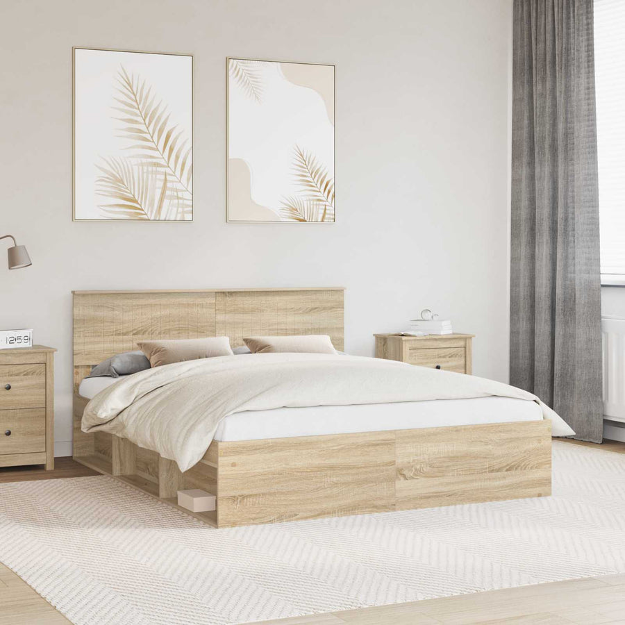 Bedframe met hoofdeinde Sonoma 160 x 200 cm Massief grenenhout