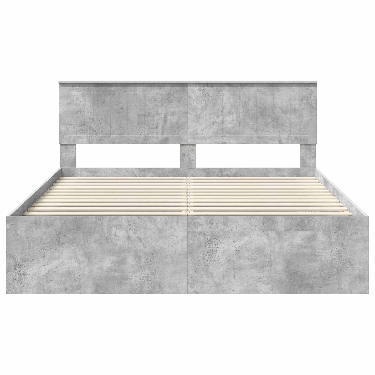 Bedframe met hoofdeinde Beton 160 x 200 cm Massief grenenhout