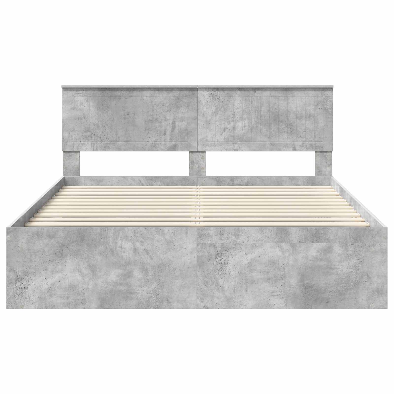 Bedframe met hoofdeinde Beton 160 x 200 cm Massief grenenhout