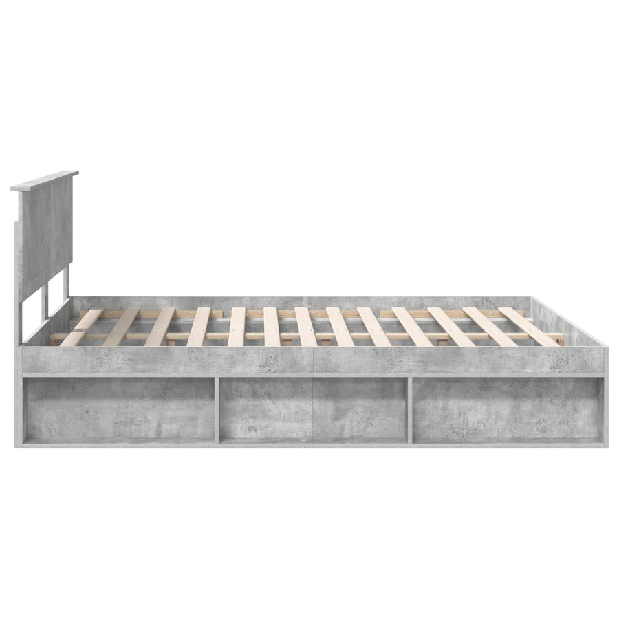 Bedframe met hoofdeinde Beton 160 x 200 cm Massief grenenhout