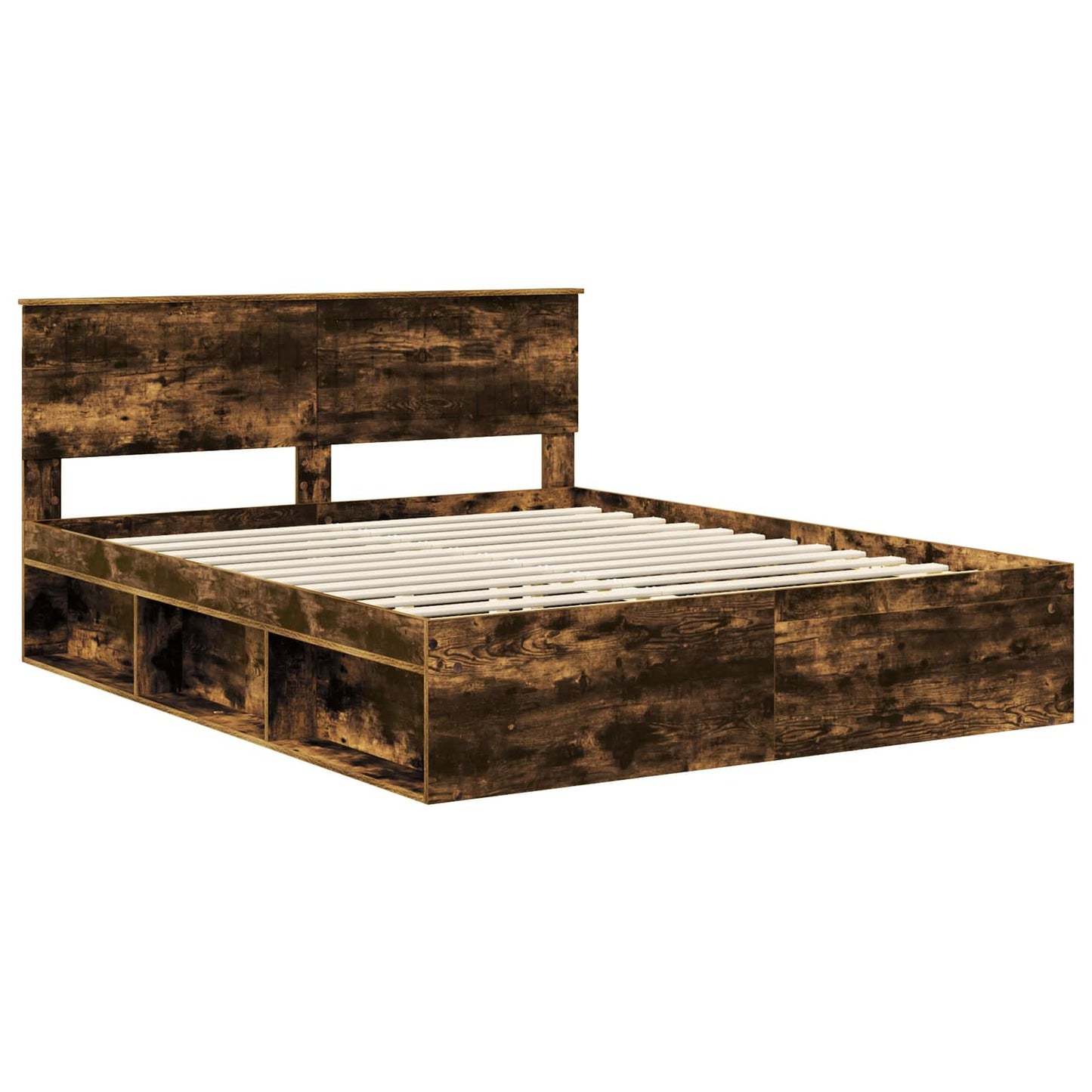 Bedframe Gerookt eiken 160 x 200 cm Massief grenenhout