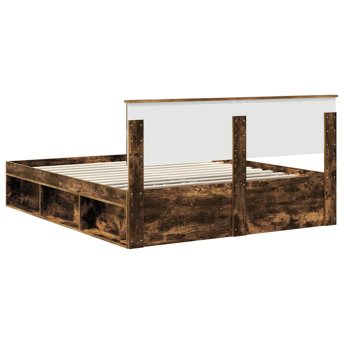 Bedframe Gerookt eiken 160 x 200 cm Massief grenenhout