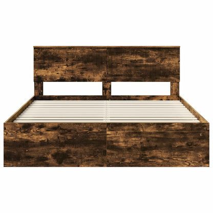 Bedframe Gerookt eiken 160 x 200 cm Massief grenenhout